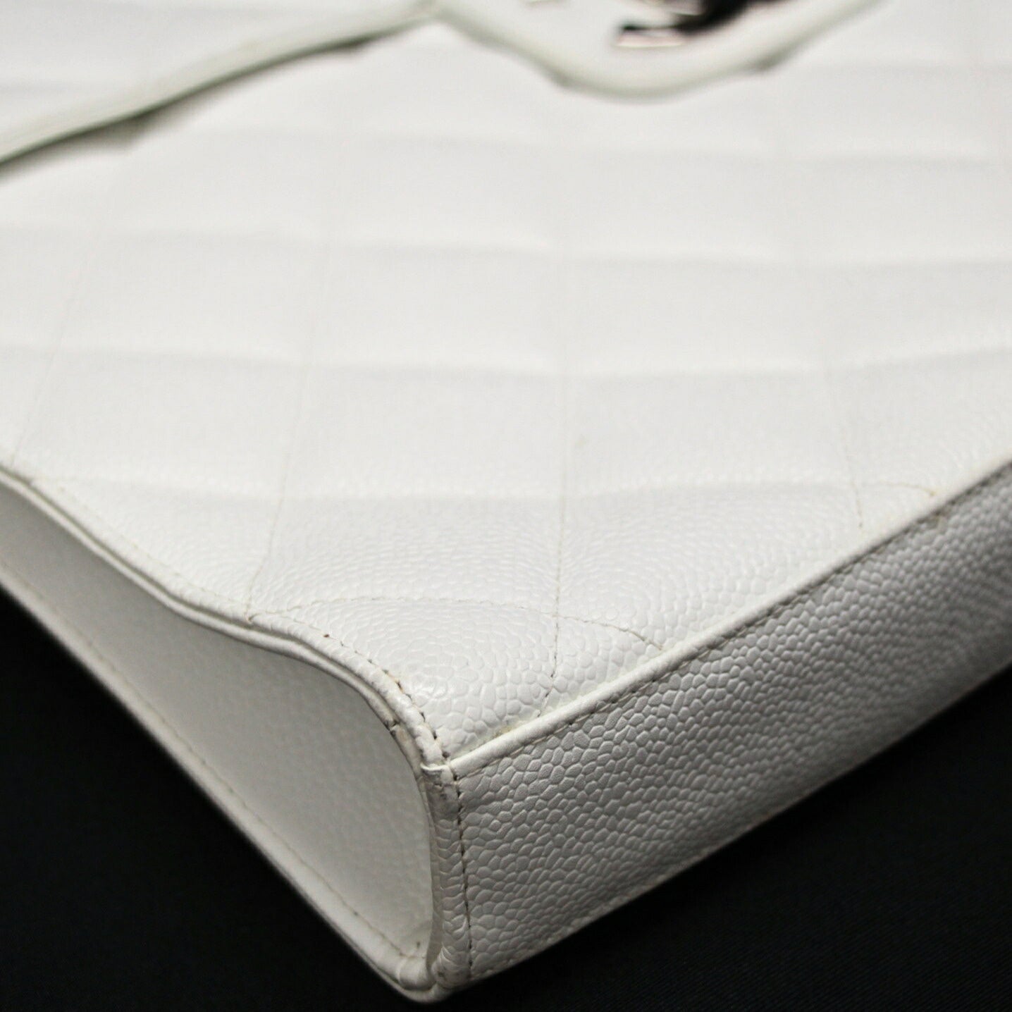 CHANEL Matelassé Caviar Skin White Briefcase Size ONE SIZE