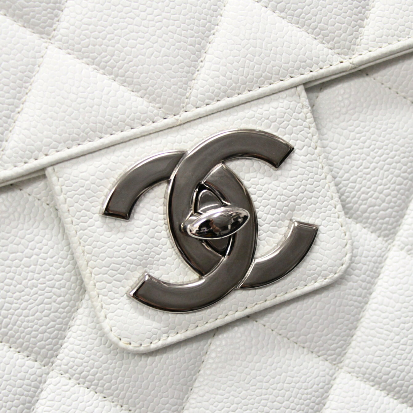 CHANEL Matelassé Caviar Skin White Briefcase Size ONE SIZE