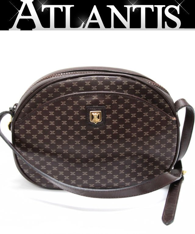 CELINE Vintage Macadam Leather Shoulder Bag Size ONE SIZE