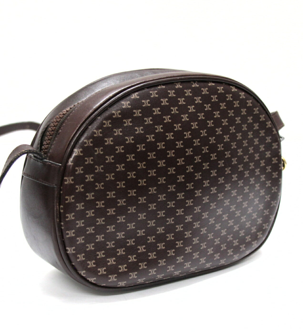 CELINE Vintage Macadam Leather Shoulder Bag Size ONE SIZE
