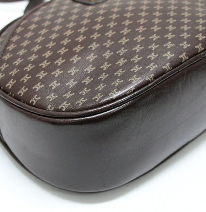 CELINE Vintage Macadam Leather Shoulder Bag Size ONE SIZE