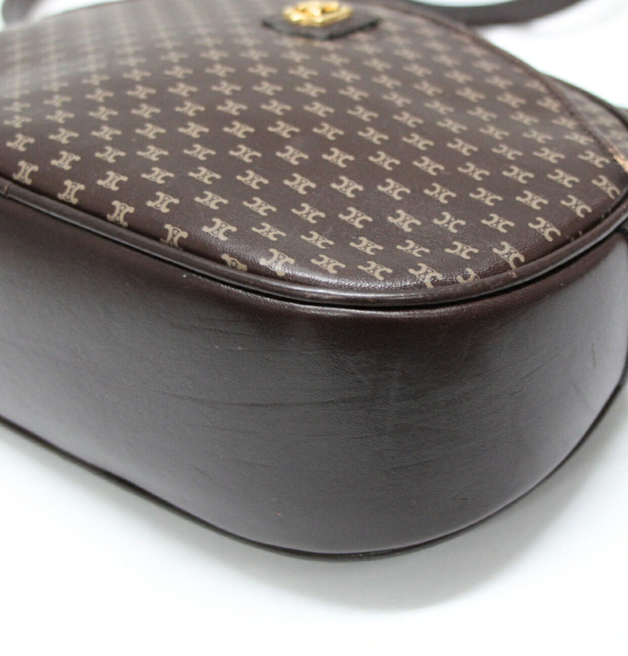 CELINE Vintage Macadam Leather Shoulder Bag Size ONE SIZE