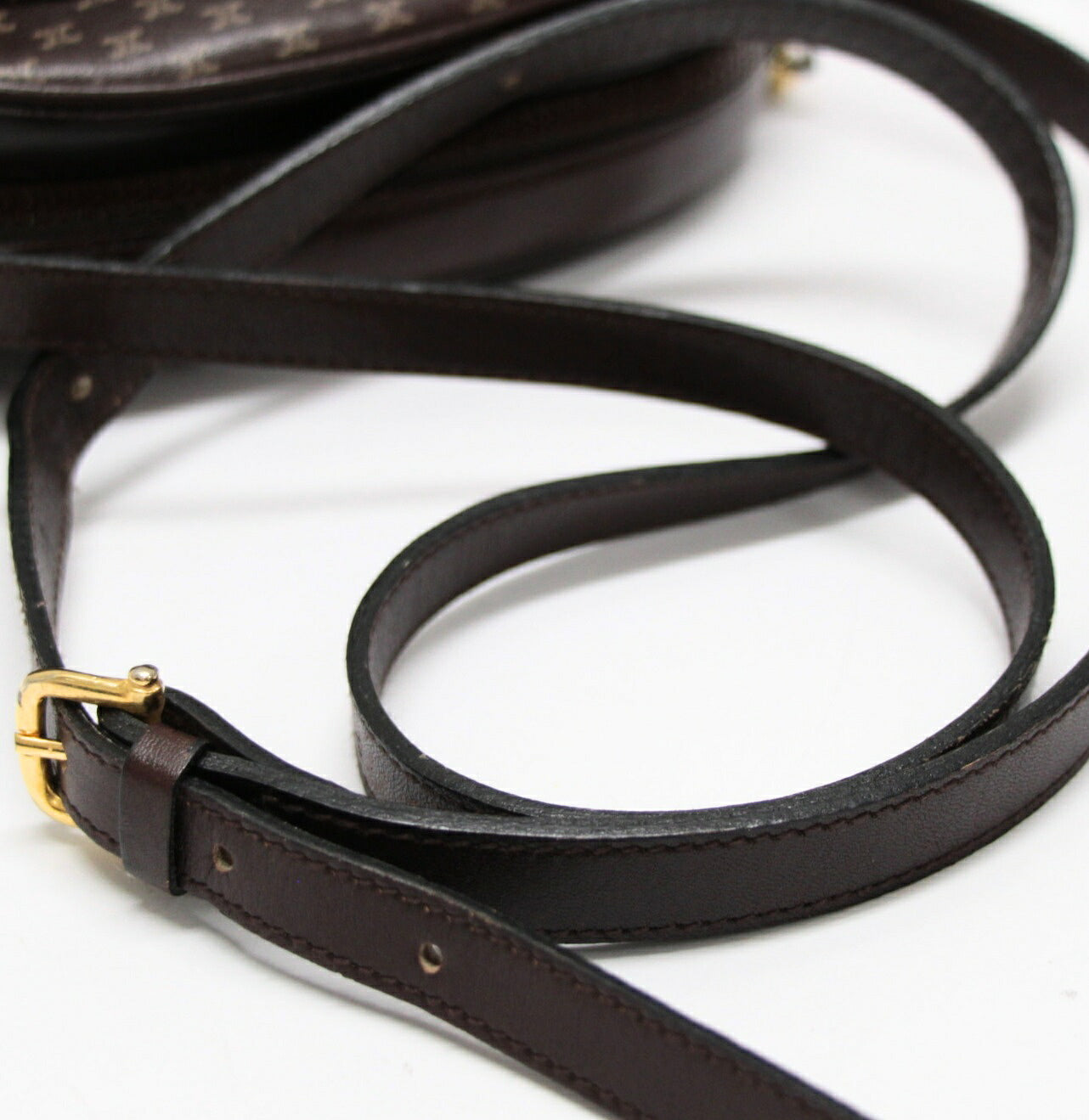 CELINE Vintage Macadam Leather Shoulder Bag Size ONE SIZE