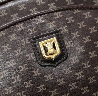CELINE Vintage Macadam Leather Shoulder Bag Size ONE SIZE