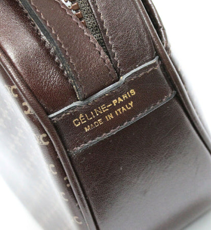 CELINE Vintage Macadam Leather Shoulder Bag Size ONE SIZE