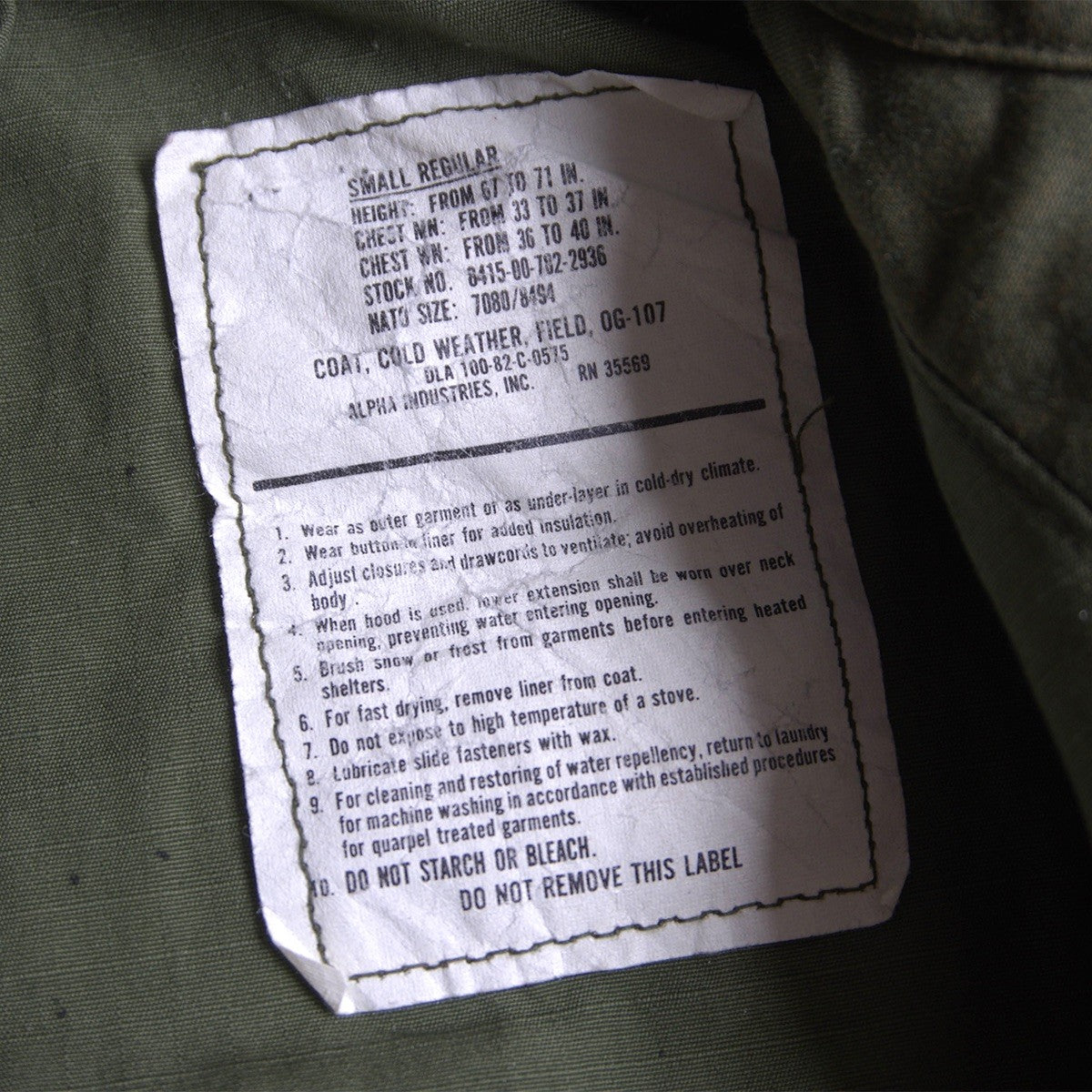 US ARMY 80S M-65 3rd Field Jacket Size SMALL-REGULAR