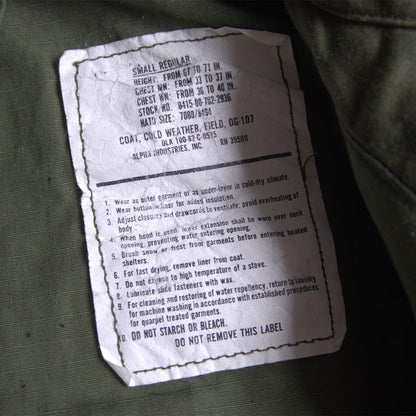 US ARMY 80S M-65 3rd Field Jacket Size SMALL-REGULAR