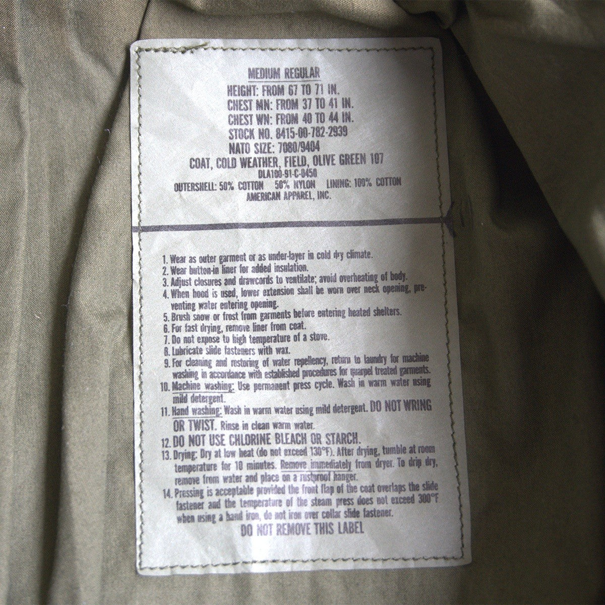 US ARMY 90S M-65 Quilted Field Jacket Size MEDIUM-REGULAR