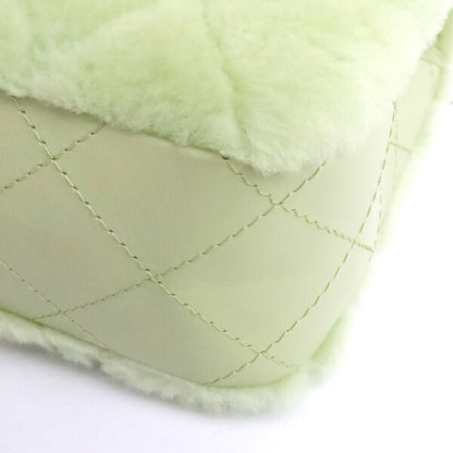 CHANEL Mini Shearing Flap Chain Fur Bag Green Size ONE SIZE