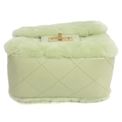 CHANEL Mini Shearing Flap Chain Fur Bag Green Size ONE SIZE