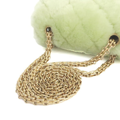 CHANEL Mini Shearing Flap Chain Fur Bag Green Size ONE SIZE