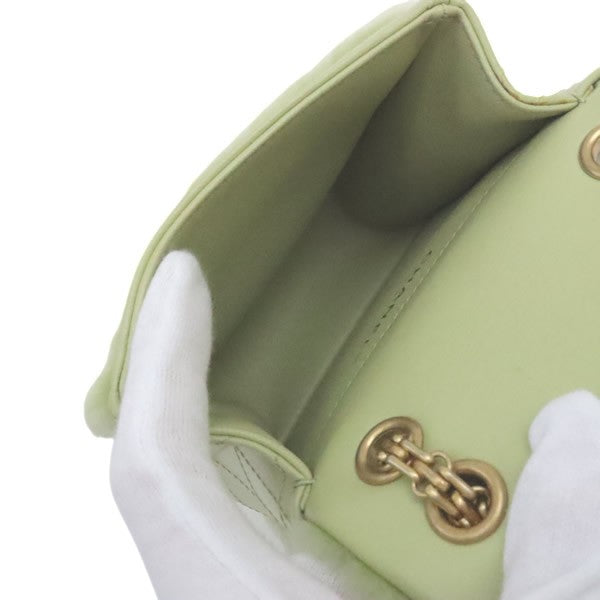 CHANEL Mini Shearing Flap Chain Fur Bag Green Size ONE SIZE