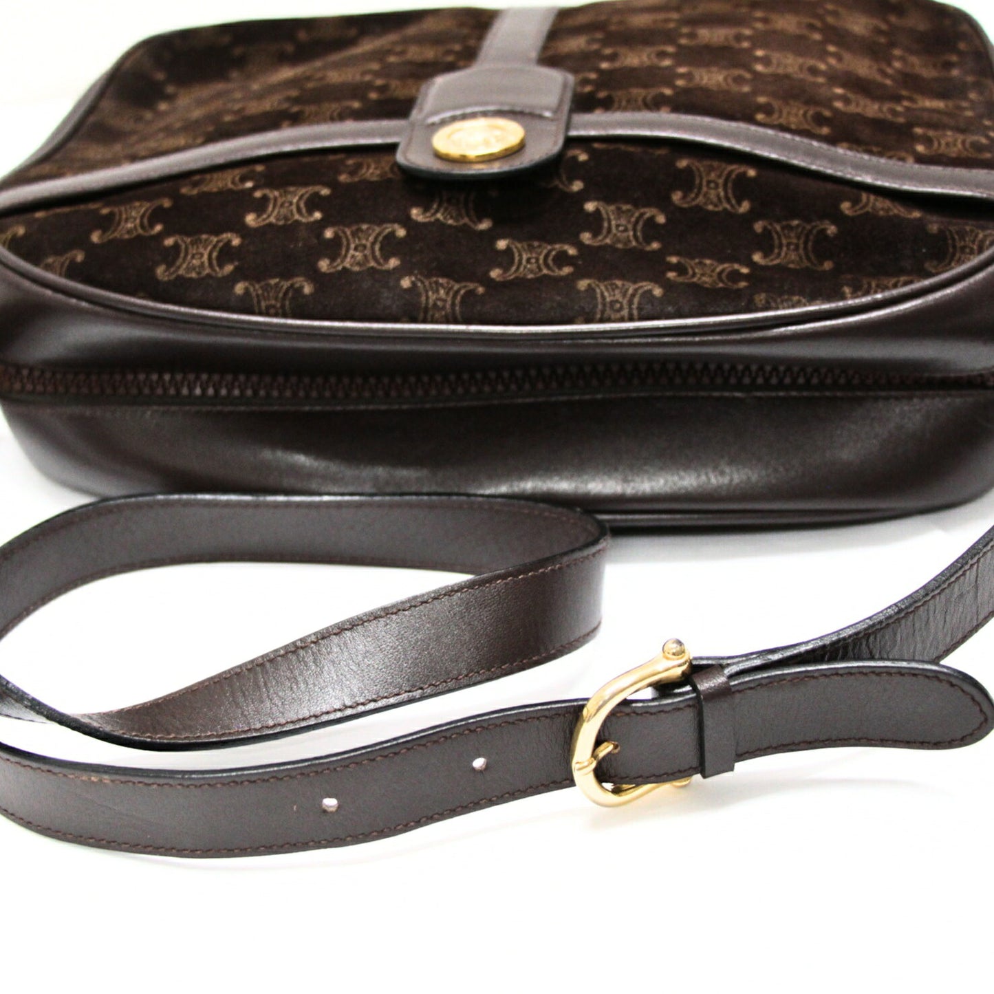CELINE Vintage Suede Brown Shoulder Bag Size ONE SIZE