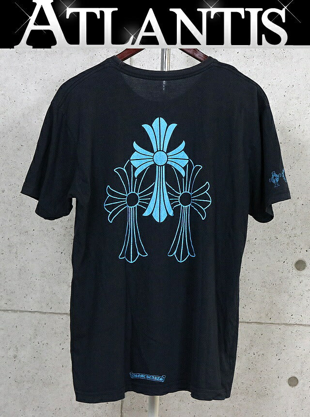 CHROME HEARTS Blue Cemetery Cross T-Shirt Black Size L