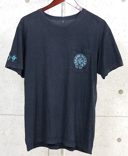 CHROME HEARTS Blue Cemetery Cross T-Shirt Black Size L