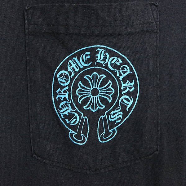 CHROME HEARTS Blue Cemetery Cross T-Shirt Black Size L