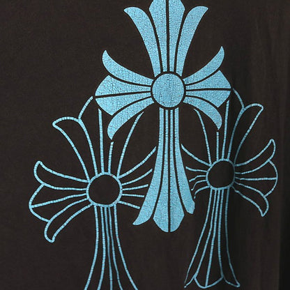 CHROME HEARTS Blue Cemetery Cross T-Shirt Black Size L