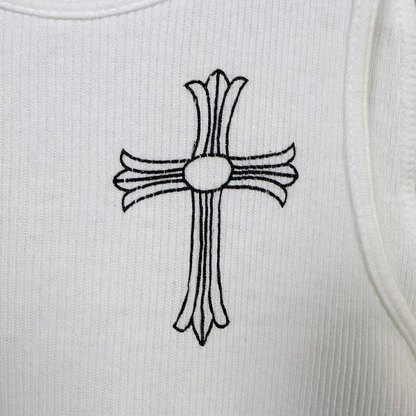 CHROME HEARTS Large Cross Horseshoe Tank Top White Size S