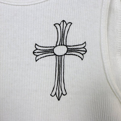 CHROME HEARTS Large Cross Horseshoe Tank Top White Size S