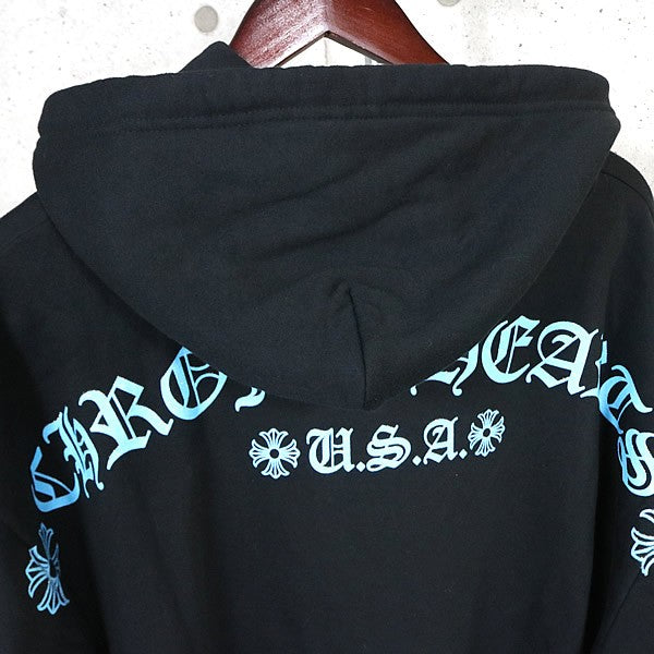 CHROME HEARTS Blue Glitter Floral Cross Hoodie Size XXL