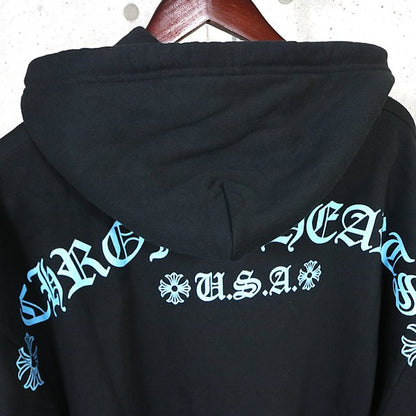 CHROME HEARTS Blue Glitter Floral Cross Hoodie Size XXL