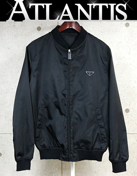 PRADA Nylon Triangle Logo Bomber Jacket Black Size 52