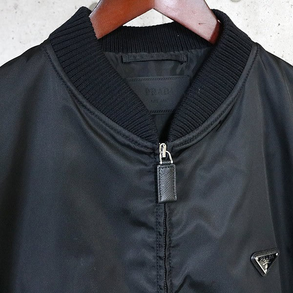 PRADA Nylon Triangle Logo Bomber Jacket Black Size 52