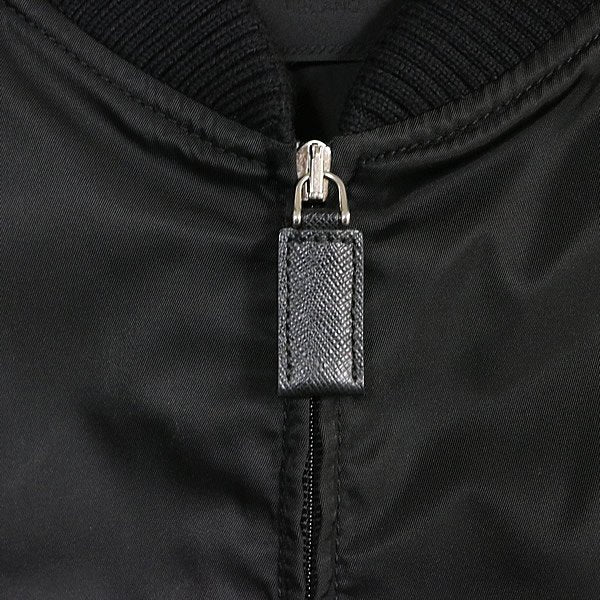 PRADA Nylon Triangle Logo Bomber Jacket Black Size 52