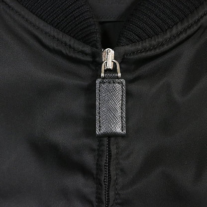PRADA Nylon Triangle Logo Bomber Jacket Black Size 52