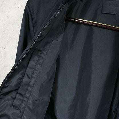 PRADA Nylon Triangle Logo Bomber Jacket Black Size 52
