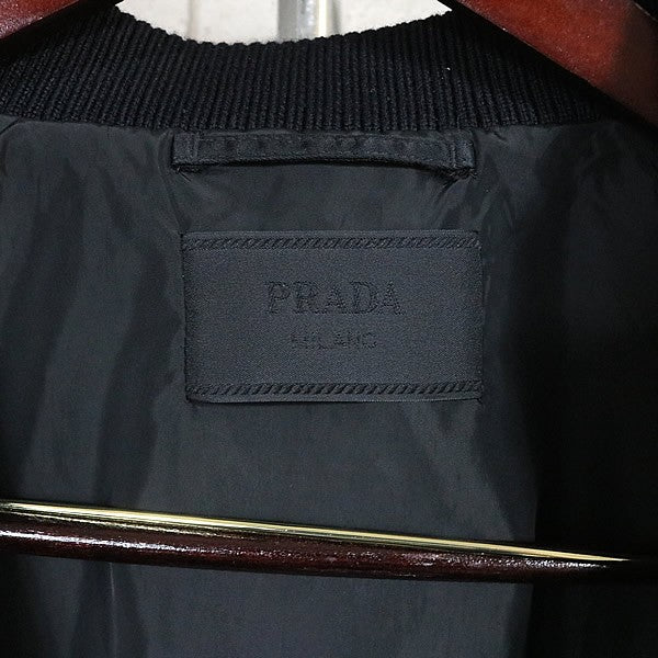 PRADA Nylon Triangle Logo Bomber Jacket Black Size 52
