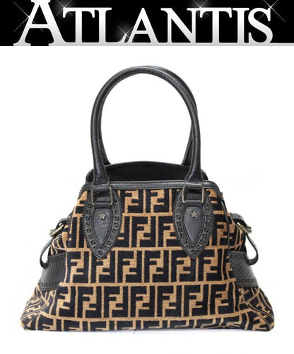 FENDI Zucca Etnico Terry x Brown Handbag Size ONE SIZE