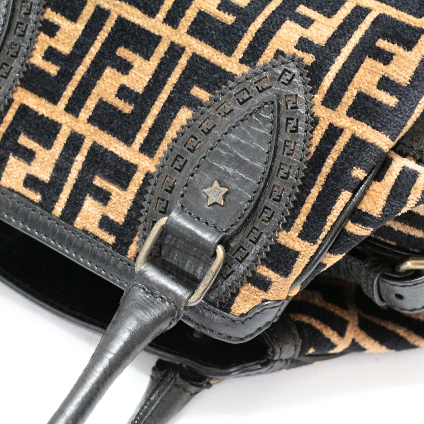 FENDI Zucca Etnico Terry x Brown Handbag Size ONE SIZE