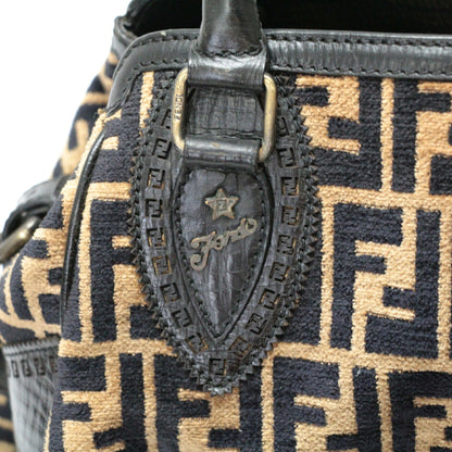 FENDI Zucca Etnico Terry x Brown Handbag Size ONE SIZE