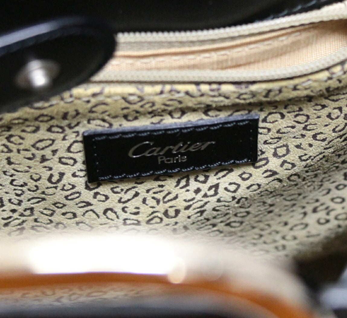Cartier Panthère Leather Black Shoulder Bag Size ONE SIZE