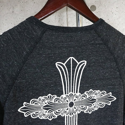 CHROME HEARTS Old Floral Cross 3/4 T-Shirt Gray Size M
