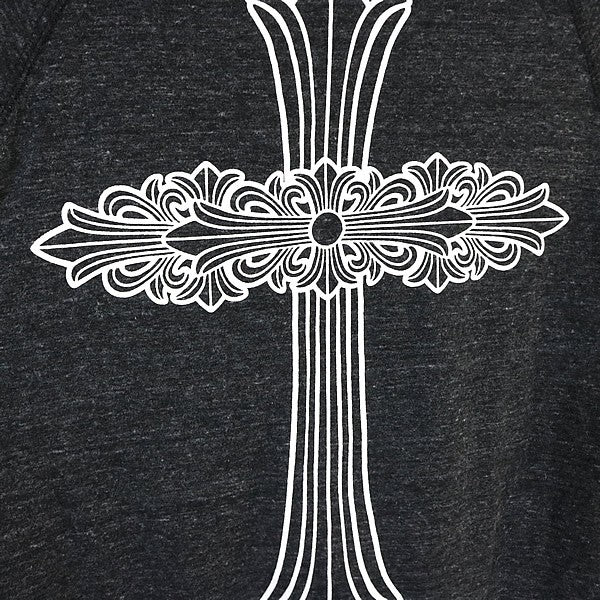CHROME HEARTS Old Floral Cross 3/4 T-Shirt Gray Size M