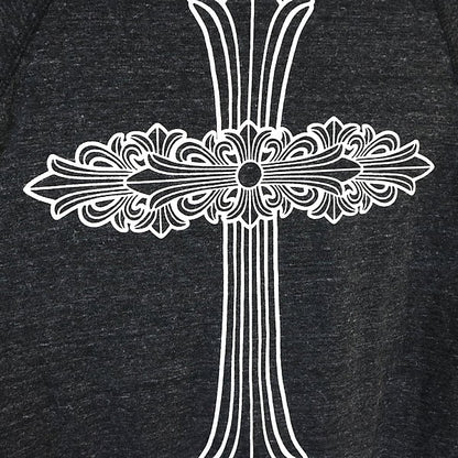 CHROME HEARTS Old Floral Cross 3/4 T-Shirt Gray Size M
