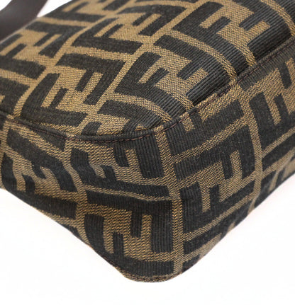 FENDI Zucca Mamma Baguette Canvas Leather Bag Brown