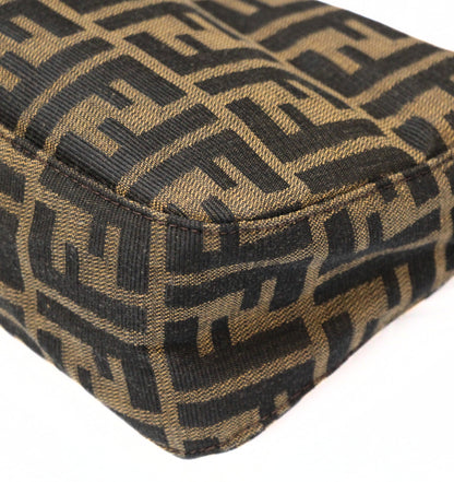 FENDI Zucca Mamma Baguette Canvas Leather Bag Brown