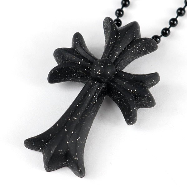 CHROME HEARTS Small CH Cross Necklace Black Size ONE SIZE
