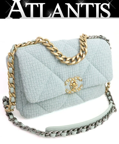 CHANEL Chanel 19 Tweed Chain Light Blue Shoulder Bag Size ONE SIZE