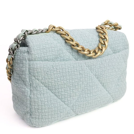 CHANEL Chanel 19 Tweed Chain Light Blue Shoulder Bag Size ONE SIZE