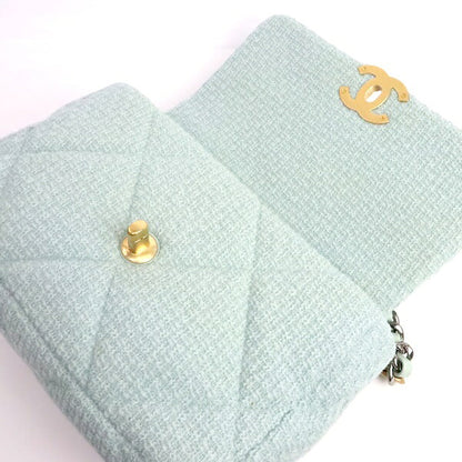 CHANEL Chanel 19 Tweed Chain Light Blue Shoulder Bag Size ONE SIZE