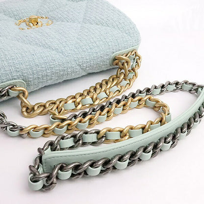 CHANEL Chanel 19 Tweed Chain Light Blue Shoulder Bag Size ONE SIZE