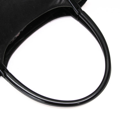 PRADA Plastic Handle Leather Tote Bag Black Size ONE SIZE