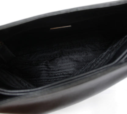 PRADA Plastic Handle Leather Tote Bag Black Size ONE SIZE