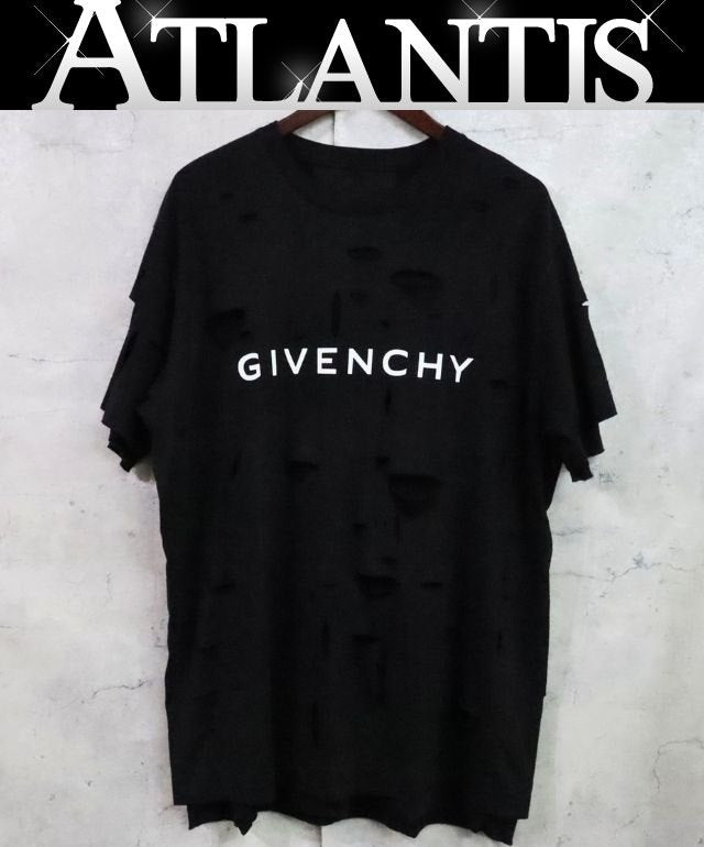 GIVENCHY DESTROYED EFFECT Distressed T-Shirt Black Size L
