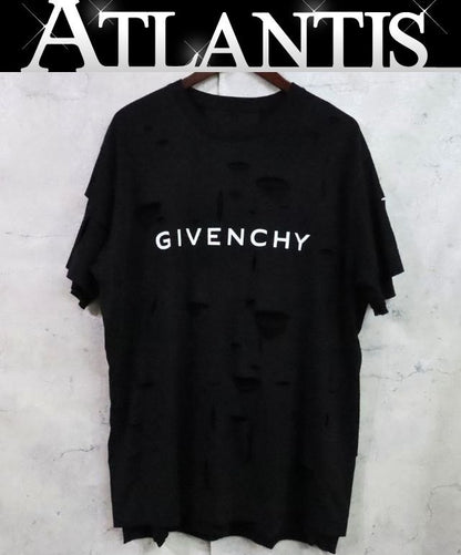 GIVENCHY DESTROYED EFFECT Distressed T-Shirt Black Size L
