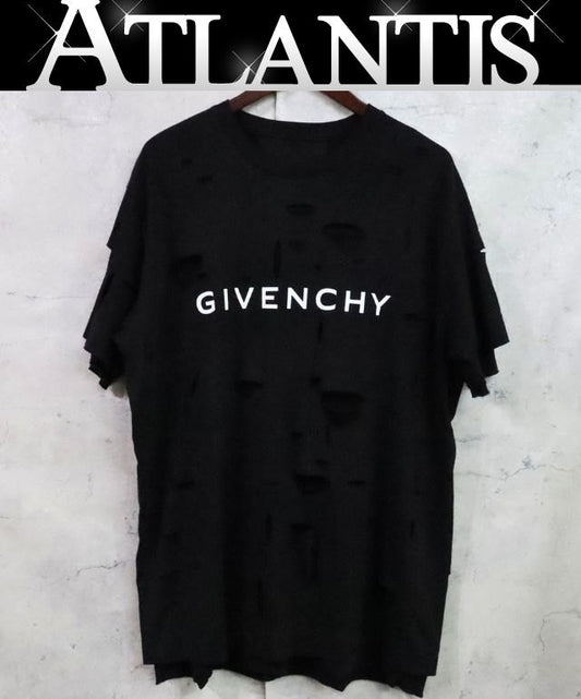 GIVENCHY DESTROYED EFFECT Distressed T-Shirt Black Size L